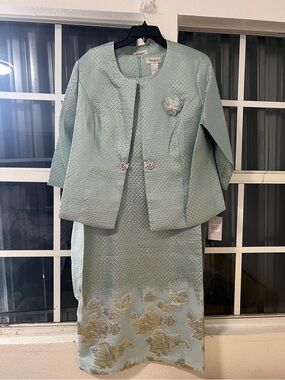 Women's Light Aqua Long Sleeve Dress with Jacket